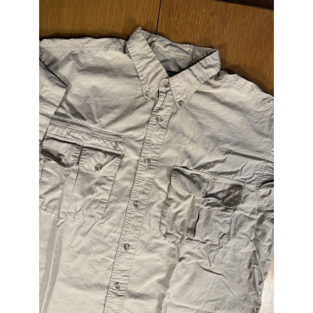 Cabela's Safari Shirt XL Vented Mesh Back Zip Pocket Fly Fishing Travel